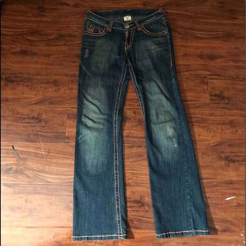 TRUE RELIGION (PINK RARE STITCH) JEANS. $82 OBO 🤭